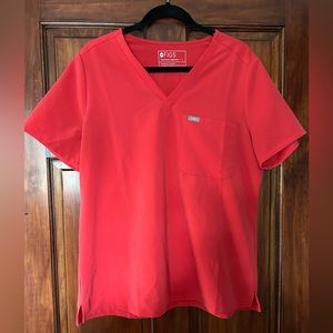 Women’s FIGS Neon Red Top-size L
